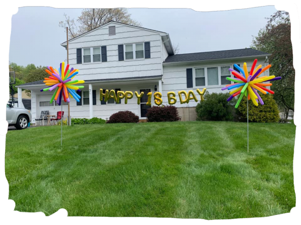Yard Dealie Bob-2 Puffballs w/ Numbers & Happy B-day