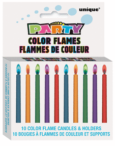 10ct- Color Flame Bday Candles