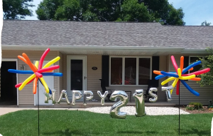 Yard Dealie Bobs- 2 Puff Balls w/ Happy Age